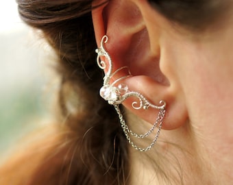 Elven earcuff, fantasy decoration for ear, no piercing jewelry. ear climber