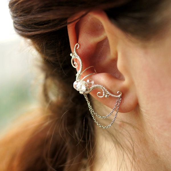 Elven earcuff, fantasy decoration for ear, no piercing jewelry. ear climber