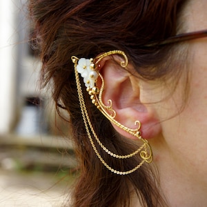 Fairy elven ear cuffs with flowers, no piercing, elfears, cosplay items.