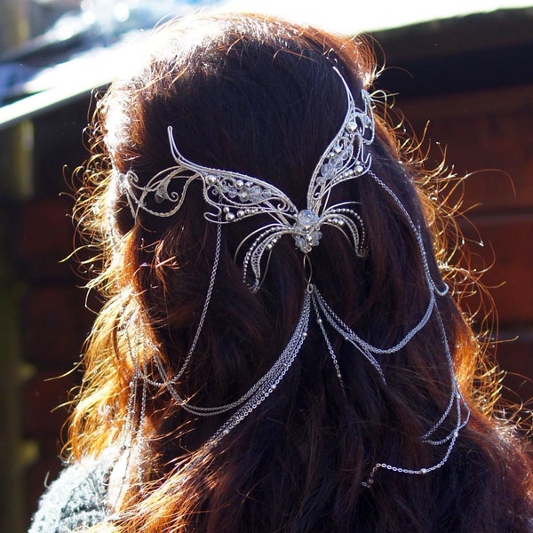 Diadème elfique. Diadème de mariage. Cosplay elfe. Couronne avec papillon elfique.