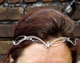 Delicada tiara élfica, círculo de boda, accesorios de boda elfo, look cosplay