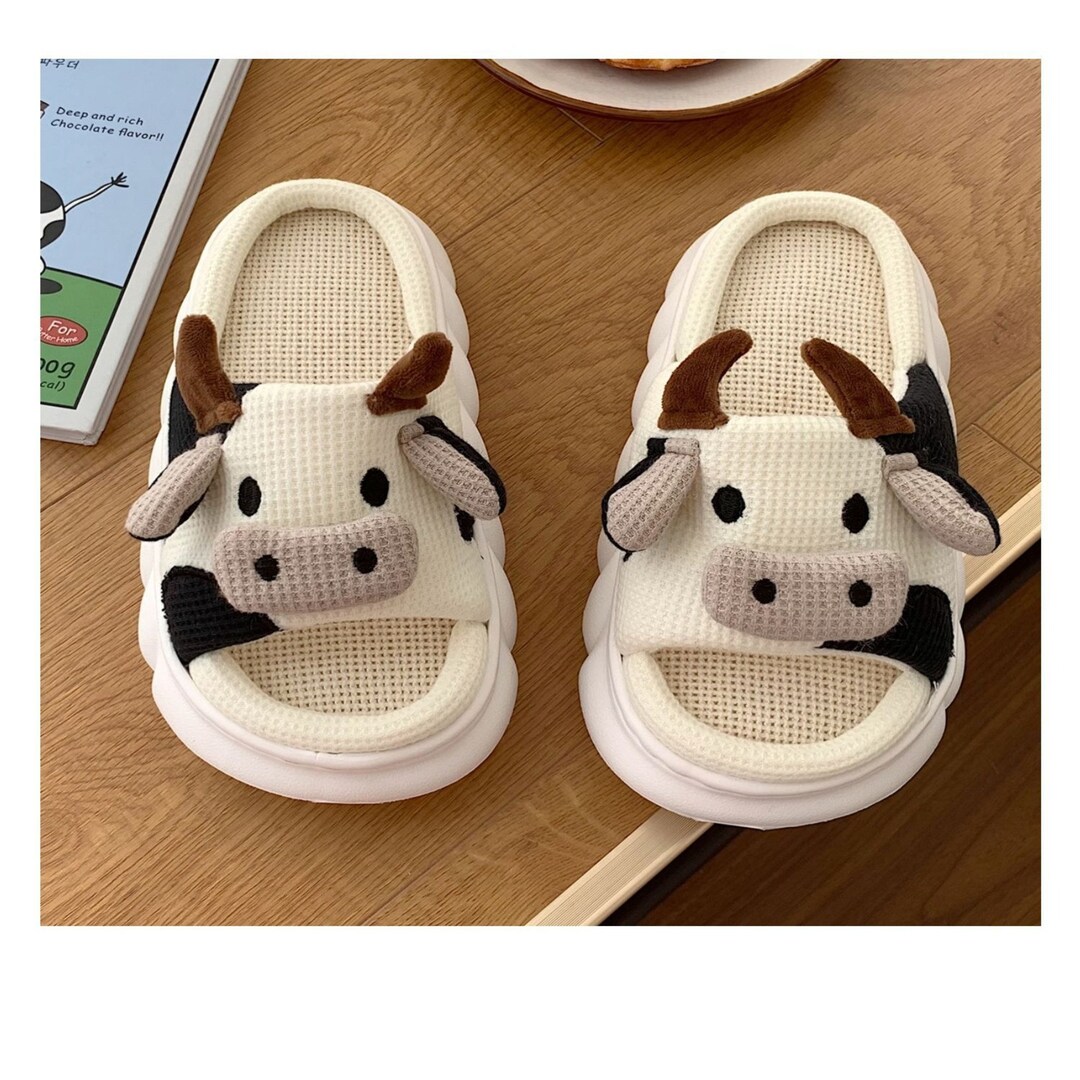 Cute Cow Slippers Moo Slippers Animal Slippers Fluffy and Etsy