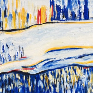 Expressionist Winter River Landscape Painting: Original Acrylic Fine Art