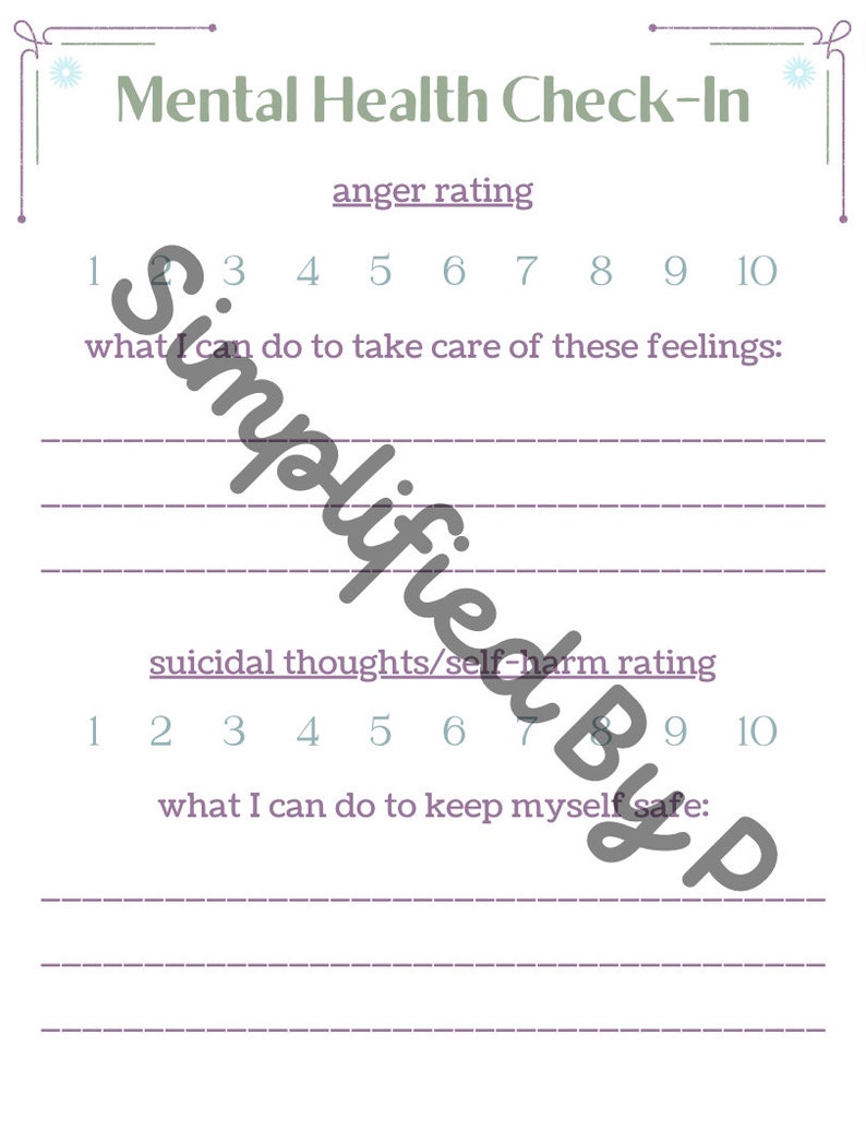 Mental Health Check in Therapy Worksheet Pdf Etsy