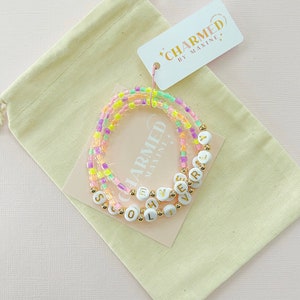 Pulseira de contas de amizade Pulseira de contas de ouro personalizada Pulseira de letras com nome Pulseira de contas de ouro para presente de aniversário Pulseira de contas de letras fofas