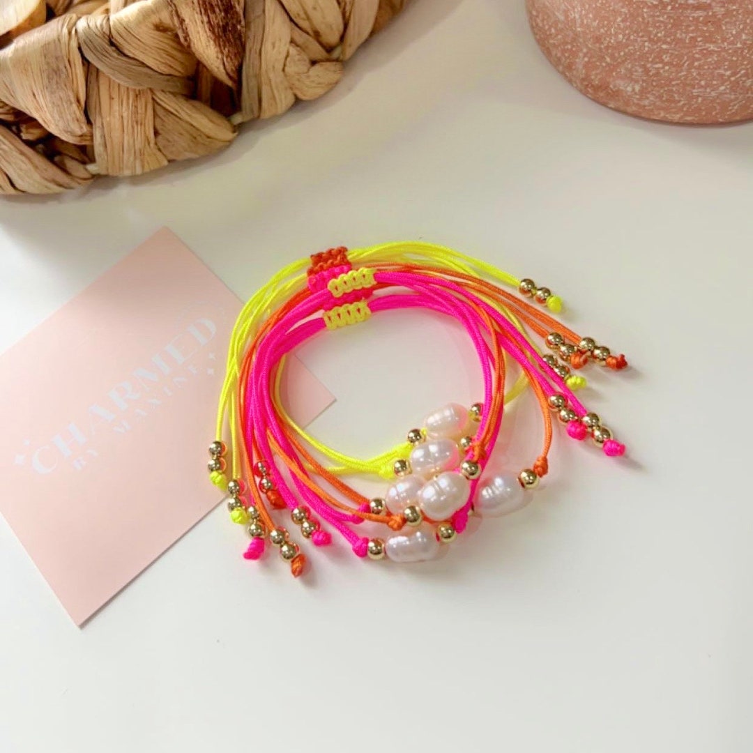 Neon String Bracelet Custom Bead Bracelet String Bead Bracelet Etsy