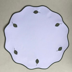 Leaf Placemats | Green Embroidery Placemats |White and Green Placemats