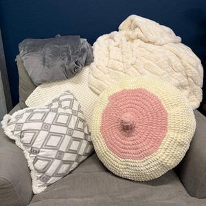 Crochet Boob Pillow - Funny Plush Boob Decor, Handmade Gag Gift, Breast Throw Pillow