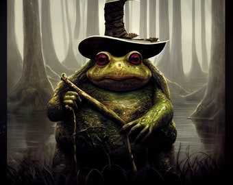 Fantasy Creature-Art Print-Realistic Wizardly Bog Toad-Ai Created-Fantasy Wall Art-LockScreen Wallpaper-Digital Downloads