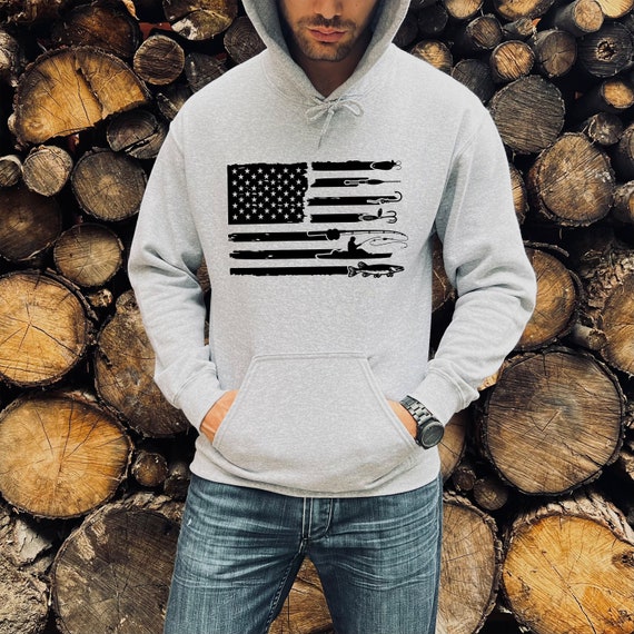 Fishing T-shirt With American Flag Hoodie, Patriotic Hoodie