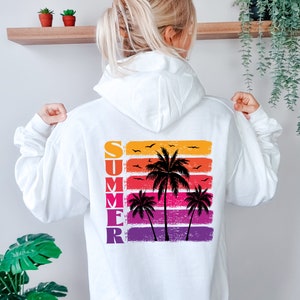 Summer Vibes Palm Trees Sunset Hoodie, Palm Tree Hoodie, Sunset Hoodie, Summer Beach Hoodie, Vacation Hoodie
