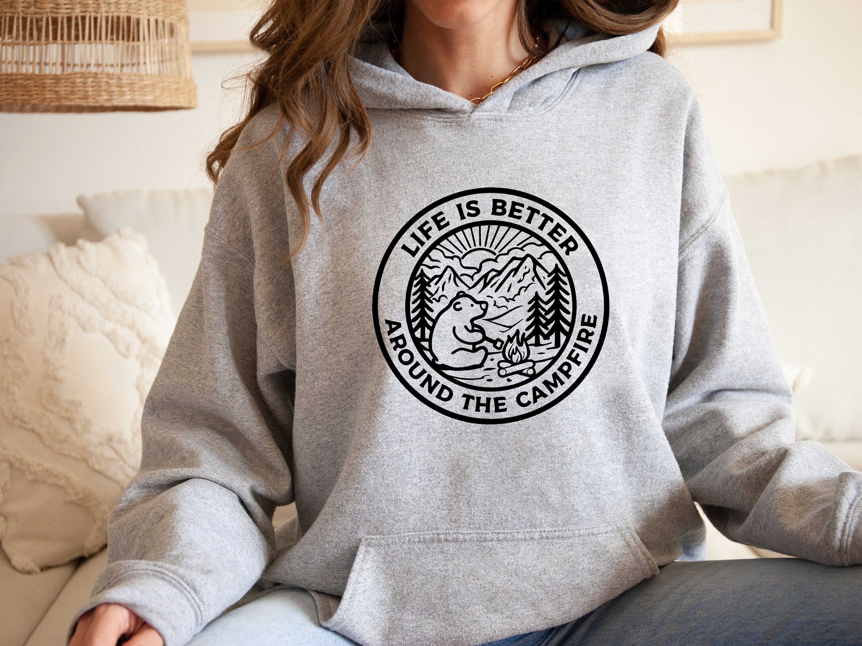Camping Hoodie Campfire Hoodie Bear Mountain Hoodie Bear Hoodie Camper Hoodie Adventure Hoodie Nature Bear Hoodie Etsy