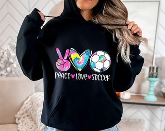 Peace Love Soccer Hoodie, Soccer Mom Hoodie, Cute Mama Hoodie, Game Day Hoodie, Soccer Mama, Soccer Mom Hoodie, Football Lover Gift