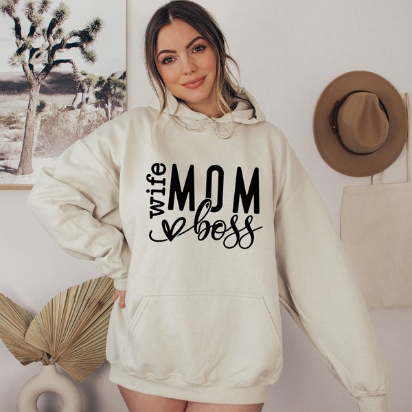 Wife Mom Boss Hoodie , Wife Life Hoodie,Mom Boss Hoodie, Boss Hoodie, Entrepreneur Gift, Mom Boss Birthday Gift, Strong Women Hoodie