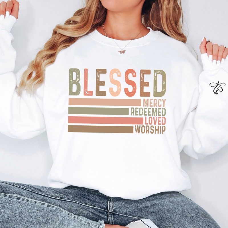 Womens Christian Our Lady Floral Christian Knit Casual Sweater