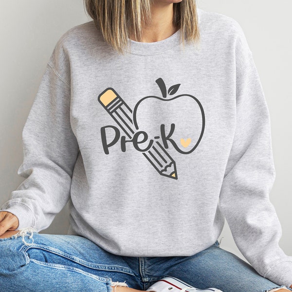 Pre-K Apple Sweatshirt, Prek School Sweatshirt, First Day of School Sweatshirt, Cute Teacher Sweatshirt, Teacher Life Sweatshirt