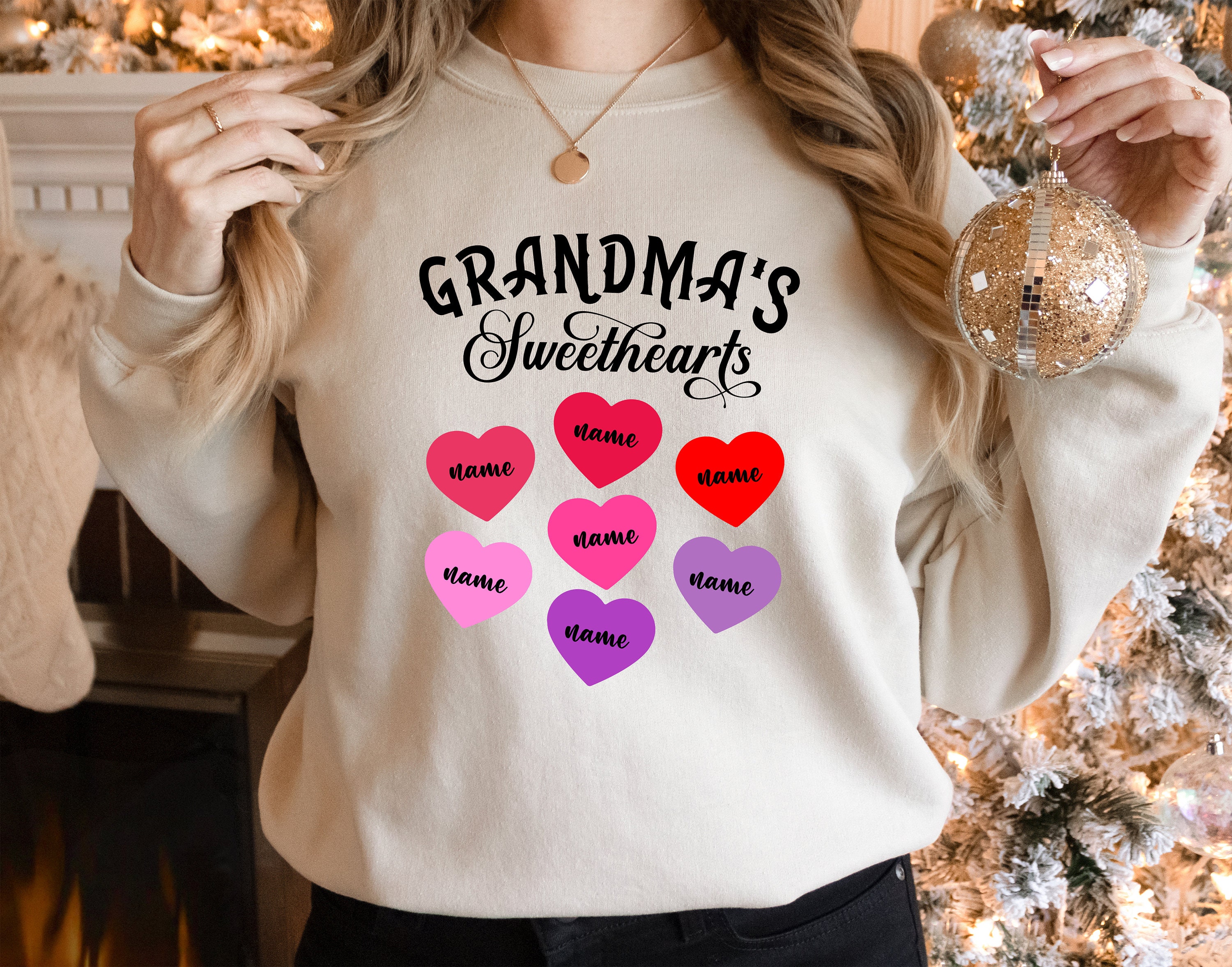 Personalized Grandma Heart Shirt, Grandma Hearts T
