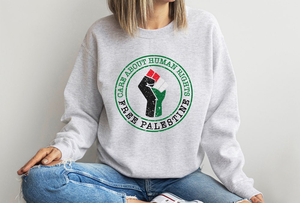 Care About Human Rights Freedom Palestine Rights Sweatshirt, Free Palestine Sweatshirt, Palestine Flag Sweatshirt, Save Palestine Sweatshirt