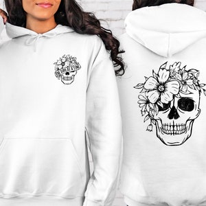 Floral Skull Hoodie, Skull Flowers Hoodie, Motivational Hoodie, Skeleton Hoodie, Dead Inside Hoodie, Flower Skull Hoodie