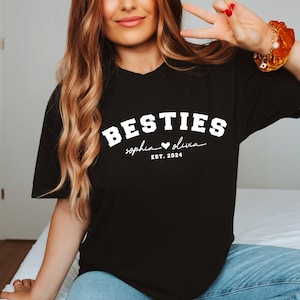 Customized Besties Shirt Friend Name, Custom Besties Shirt, Best Friend T-Shirt, BFF Gift Shirt, Personalized Besties Est Date Shirt