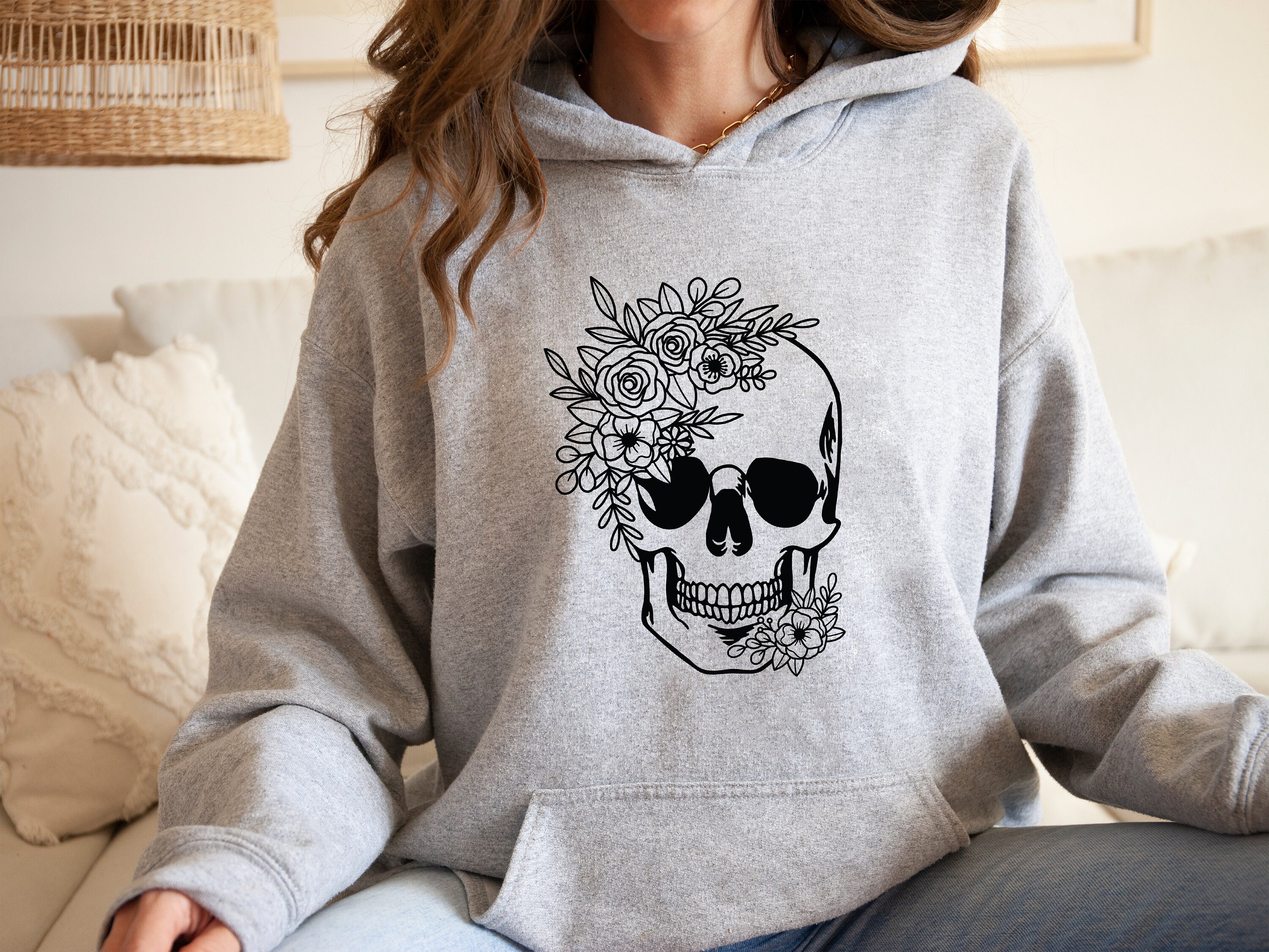 Womens Plus Size Skull Hoodie Etsy