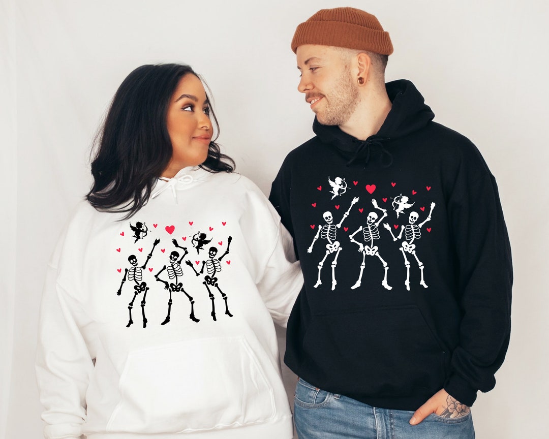 Valentines Day Skeleton Hoodie, Dancing Skeletons Hoodie, Cute Valentine Hoodie, Funny