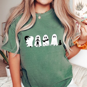 Comfort Colors T-Shirt\ Сute Ghost Cat T-Shirt, Halloween Cat Tshirt, Black Cat Shirt, Funny Ghost Cat, Ghost Cat Halloween Shirt, Cat Lover