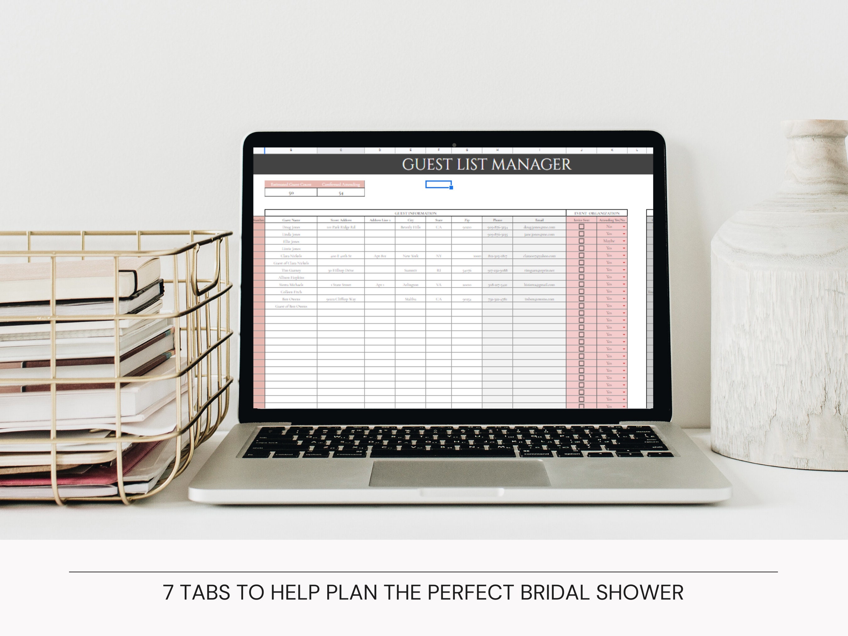 Bridal Shower Budget Spreadsheet Bridal Shower Planner Etsy