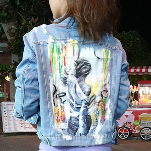 Personalized Handpainted Jean Jacket | Custom Painted Denim Jacket | Special Gift for Her