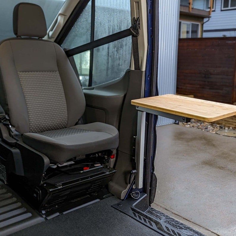 Lagun Table Mount Plate for Ford Transit B-Pillar Passenger Seat (Table in sliding door cutout)