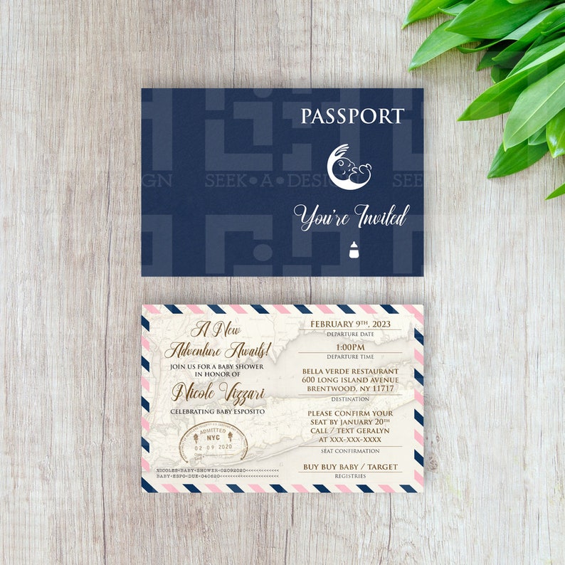 Passport / Adventure Baby Shower Invited PRINTED Etsy