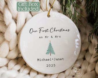 Our First Christmas as Mr and Mrs Ornament, Personalized First Christmas Married Christmas Ornament, Custom First Married Christmas Keepsake
