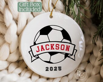 Personalized Soccer Ornament, Soccer Team Ornament, Soccer Coach Gift, Custom Soccer Keepsake, Sports Player Ornament Gift