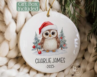 Baby Owl Ornament, Personalized Owl Christmas Ornament for Child, Baby’s First Christmas Owl Keepsake