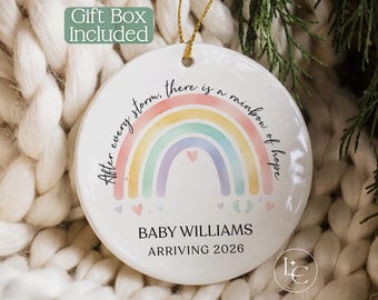 Rainbow Baby Ornament, Rainbow Baby's First Christmas Ornament, Rainbow Baby Pregnancy Announcement, Gift Box Included