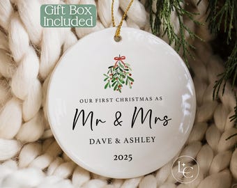 Our First Christmas as Mr and Mrs Ornament - Custom First Christmas Married Christmas Ornament - First Married Christmas Keepsake