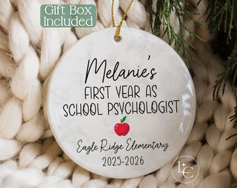 School Psychologist Ornament, Personalized First Year School Psychologist Gift, Custom  School Psychologist Christmas Ornament