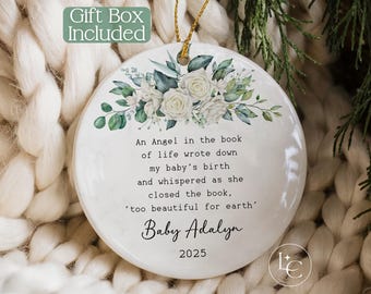 Personalized Baby Memorial Ornament, Angel Baby Loss Gift, Baby in Heaven Stillbirth Keepsake, Miscarriage Sympathy Gift