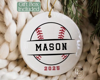 Personalized Baseball Ornament, Baseball Team Ornament, Baseball Coach Gift, Custom Baseball Keepsake, Sports Player Ornament Gift