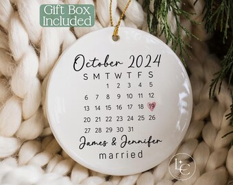 Personalized First Christmas Married Calendar Ornament - Our First Christmas as Mr and Mrs Ornament - Custom Married Christmas Keepsake