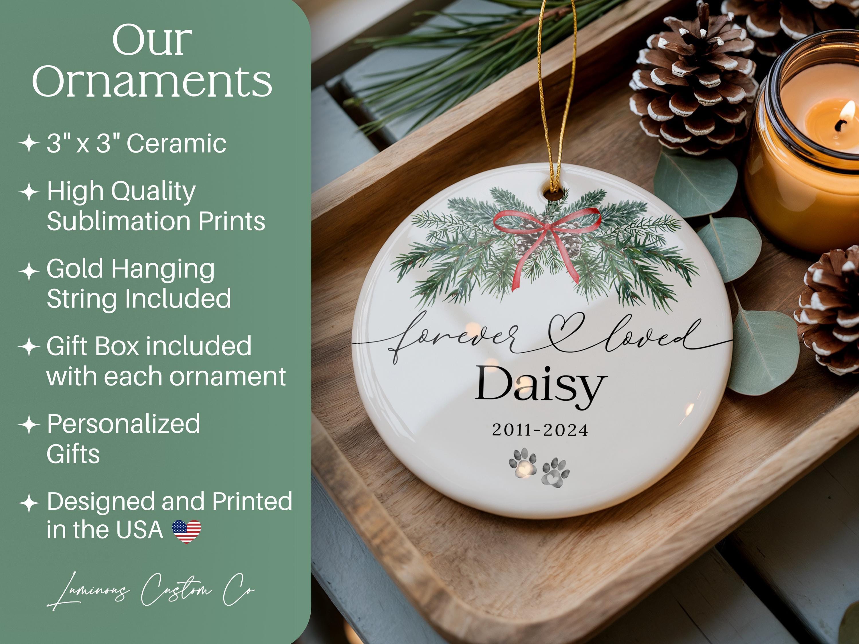 Personalized Pet Memorial Ornament, Loss of Pet Sympathy Keepsake ...