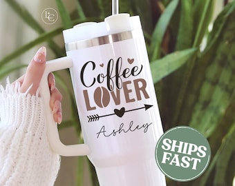 Personalized Coffee Lover 40oz Tumbler with Handle: Custom Travel Mug