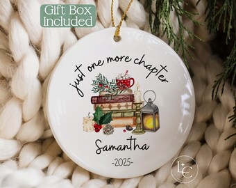 Personalized Book Lover Ornament, Bookish Ornament, Custom Reader Gifts, Librarian Ornament, Book Nerd Gift,  Bookworm Keepsake