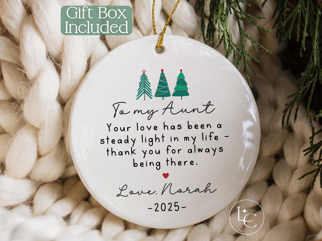 Aunt Christmas Ornament, Ornament From Niece or Nephew to Aunt, Aunt ...
