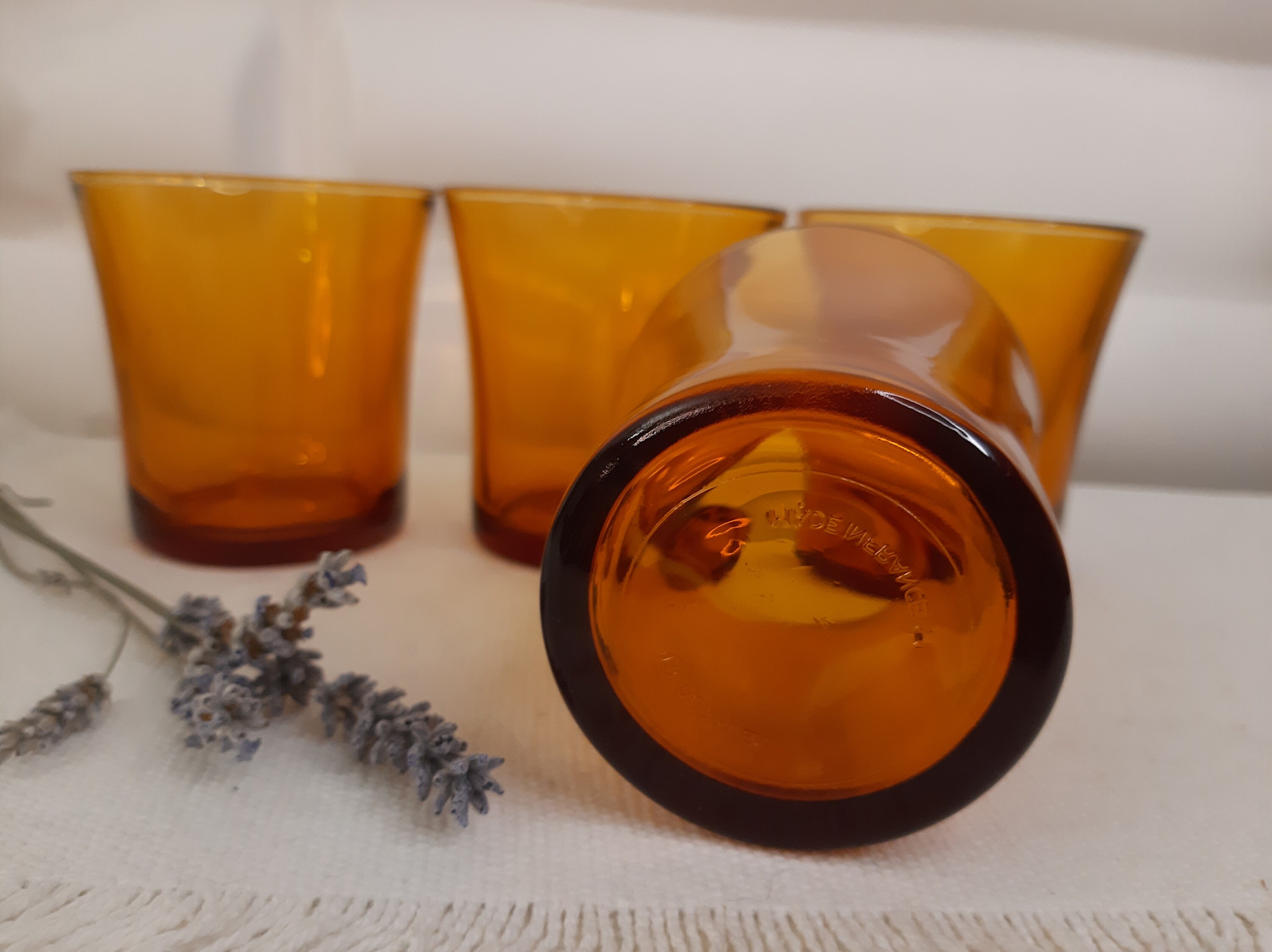 Lot De 4 Verres Duralex Ambré – Vintage Années 70, Bon état