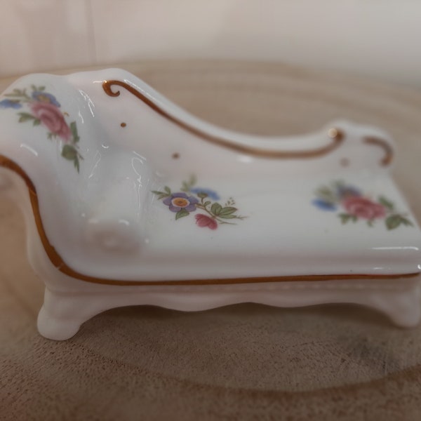 Miniature Chaise Longue, dollhouse furniture, Bone china England