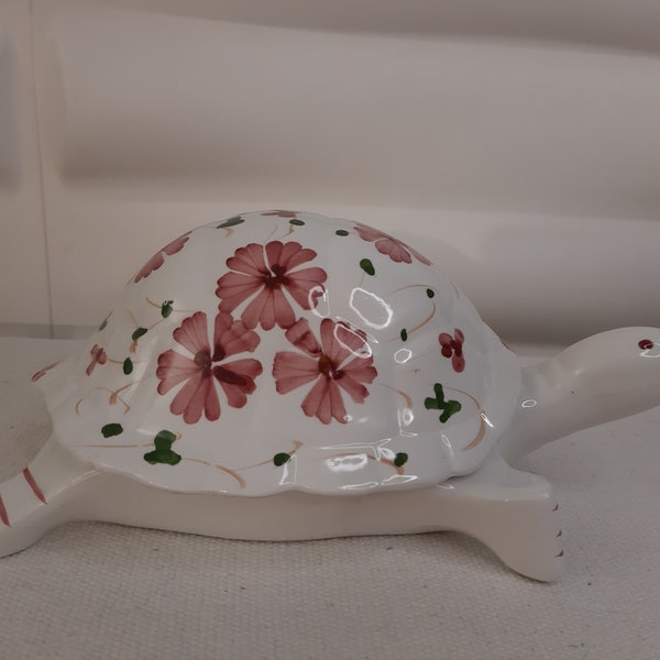 Tortue, boîte à bijoux, porcelaine, peinte à la main, fabriquée au Portugal, Vintage