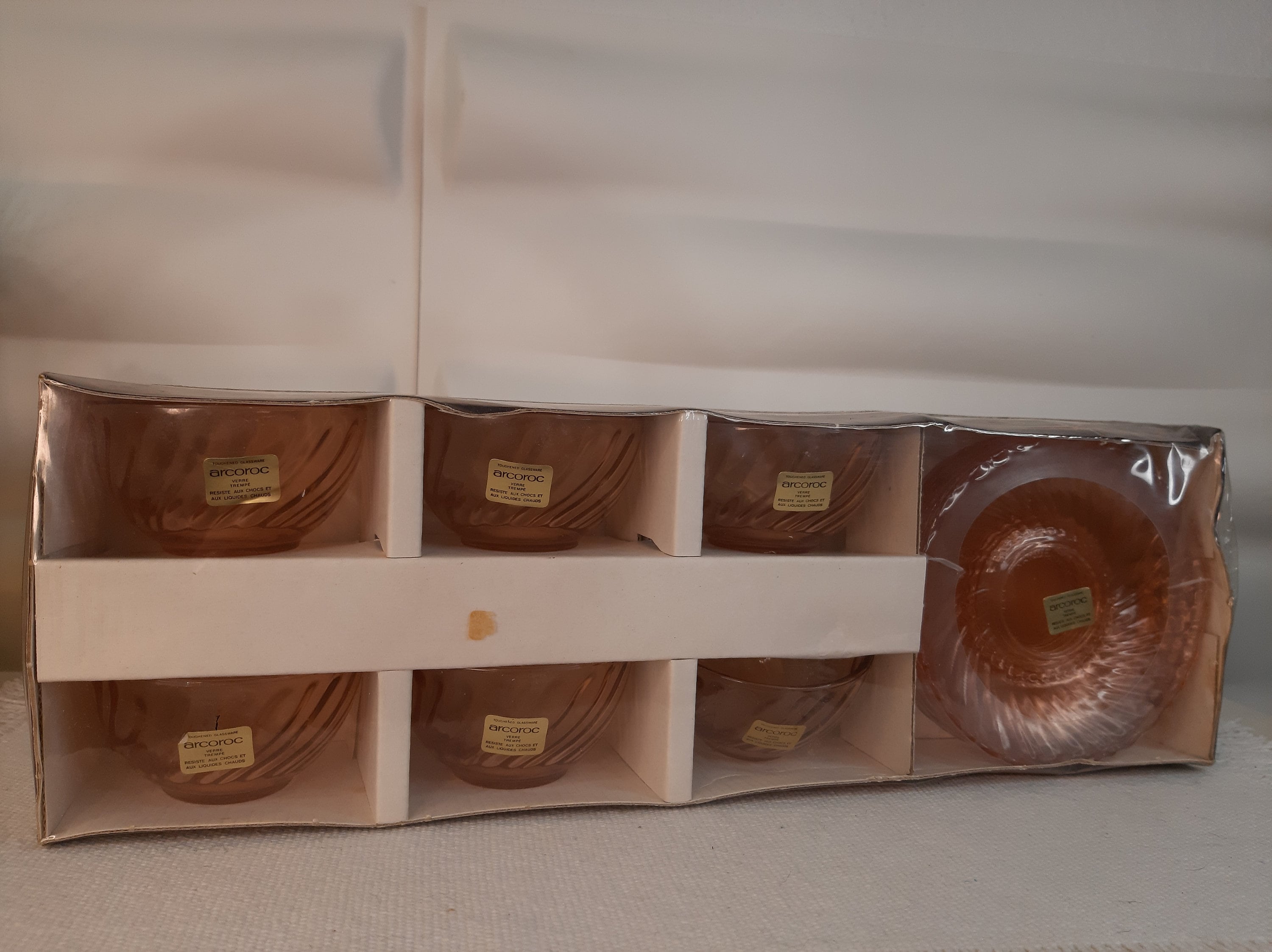 TASSE ARCOROC ROSALINE ROSE TORSADE LOT DE 6 TASSES NEUVES