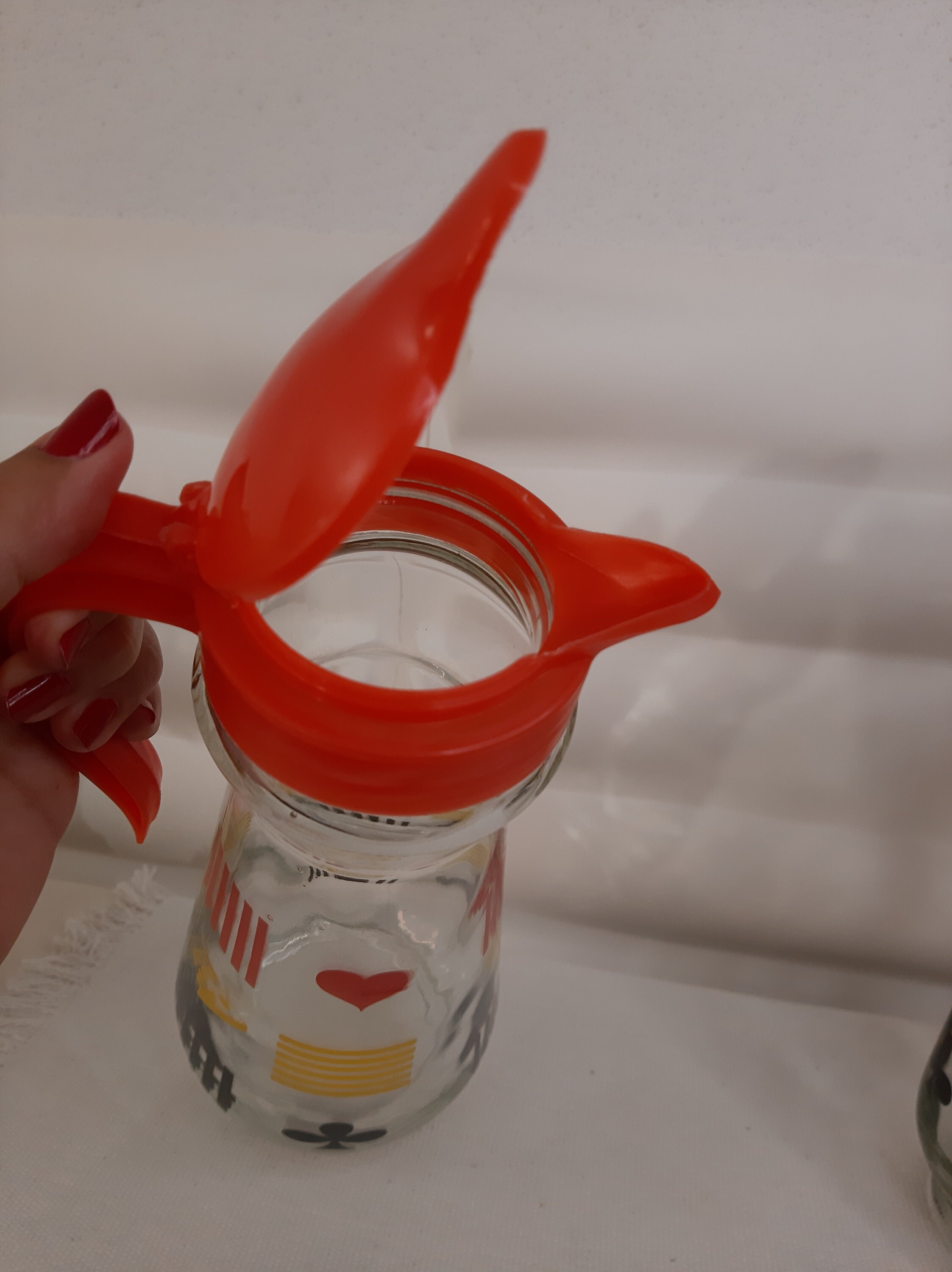 Ut Jar Glass Syrup Jar With Plastic Lid, With Playing Card Symbols, Vintage - Etsy