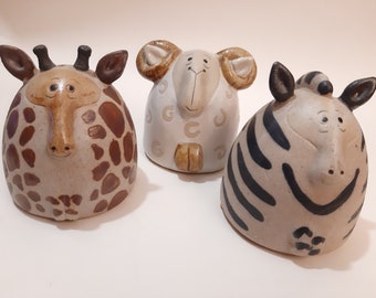 Tirelires en céramique, Girafe, Mouton, Zèbre